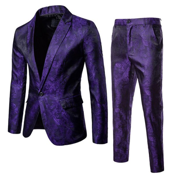 Wine Red Nightclub Paisley Suit (Jacket+Pants) Men Single Breasted Mens Suits Stage Party Wedding Tuxedo Blazer 3XL - Image 9