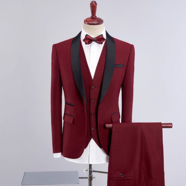 Wedding Suits For Men Shawl Collar 3 Pieces Slim Fit Burgundy Suit Mens Royal Blue Tuxedo Jacket - Image 13