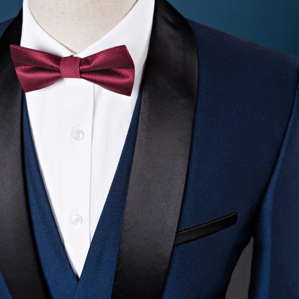 Wedding Suits For Men Shawl Collar 3 Pieces Slim Fit Burgundy Suit Mens Royal Blue Tuxedo Jacket - Image 5