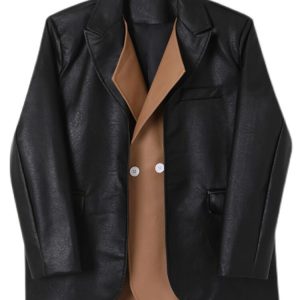 Autumn And Winter Niche Design Sense Removable Double Layer Lapel Colorful Suit Leather Jacket Men Handsome Trend PU Leather Jacket