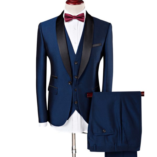 Wedding Suits For Men Shawl Collar 3 Pieces Slim Fit Burgundy Suit Mens Royal Blue Tuxedo Jacket - Image 3