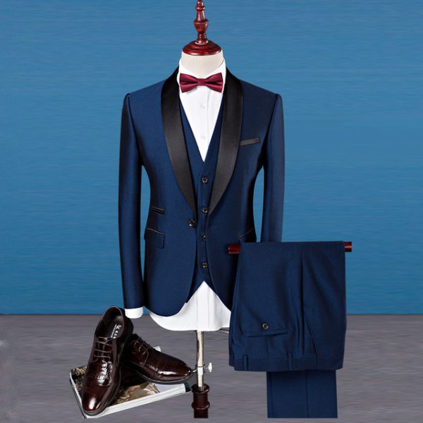 Wedding Suits For Men Shawl Collar 3 Pieces Slim Fit Burgundy Suit Mens Royal Blue Tuxedo Jacket - Image 8