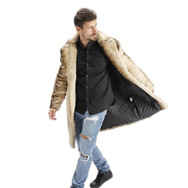 Hot Men Suit Collar Faux High Quality Rabbit Fur Leather Jacket Winter Warm Turn-down Collar Luxury Mink Fur Mens Fur Coat - Image 2