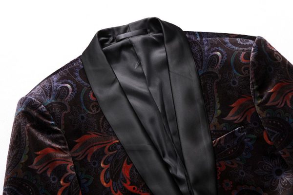 Blazer Men Luxury Print Shawl Collar Suit Jacket Men Wedding Dinner Party Stage Singer Costumes - Image 4